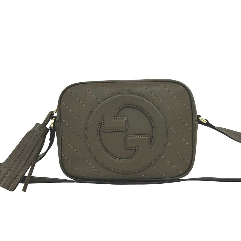 GUCCI Blondie Interlocking G Tassel Leather Shoulder Bag Pouch Brown 34835